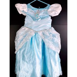Disney Cinderella Princess Costume Blue Gown Girls Size 4 Glass Slipper EUC